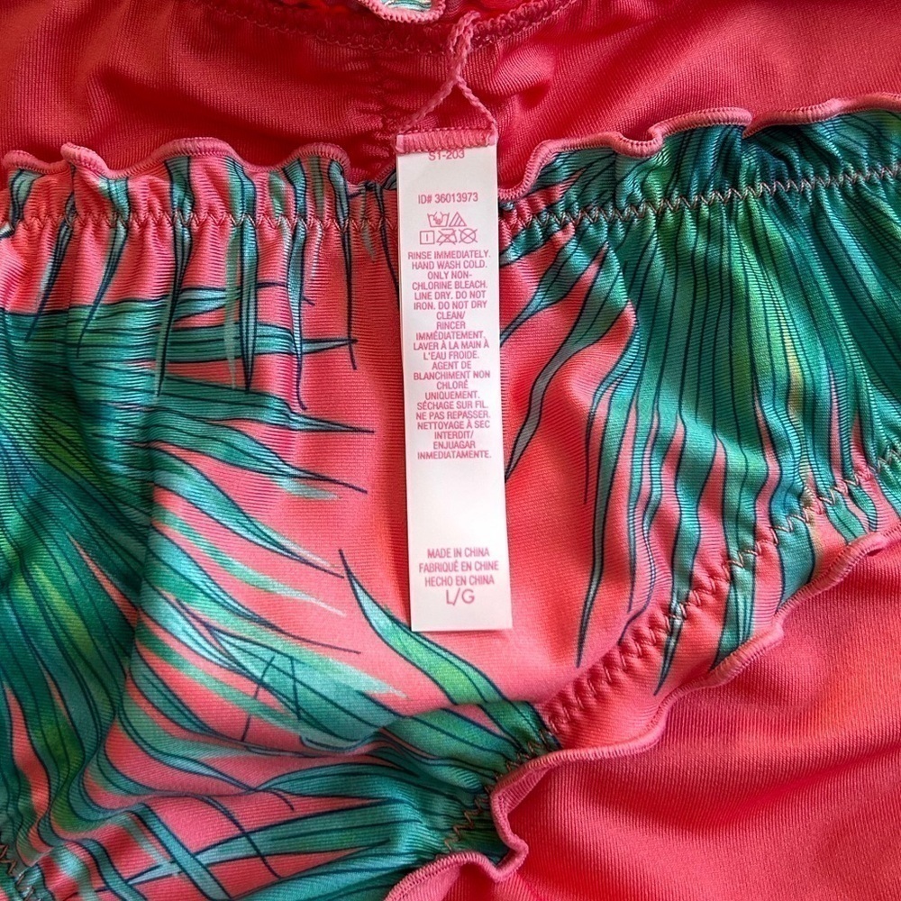 Victorias Secret 3 piece Swim Wear bikini Pink Palm Trees Small Top Large Bottom - Picture 6 of 9